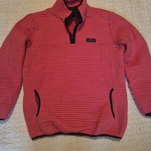 Simply Southern Coral Pullover with Navy Accents